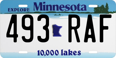 MN license plate 493RAF