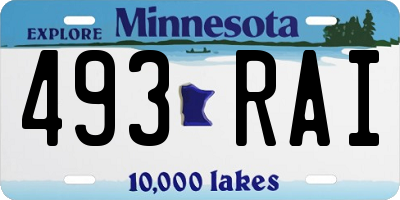 MN license plate 493RAI