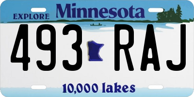 MN license plate 493RAJ
