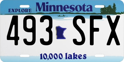 MN license plate 493SFX