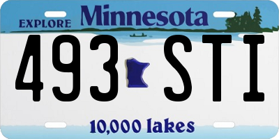 MN license plate 493STI