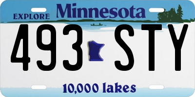 MN license plate 493STY