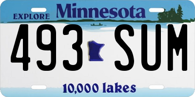 MN license plate 493SUM