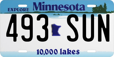 MN license plate 493SUN