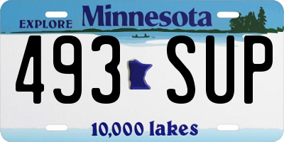 MN license plate 493SUP