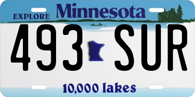MN license plate 493SUR