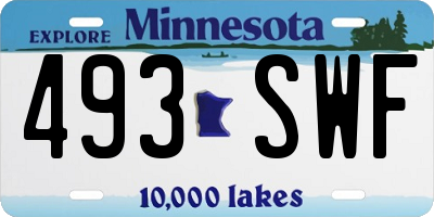 MN license plate 493SWF