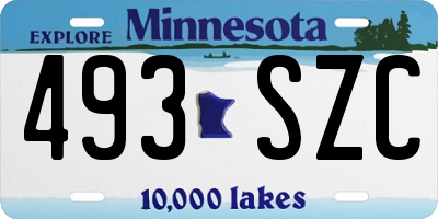 MN license plate 493SZC