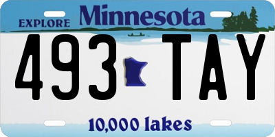 MN license plate 493TAY