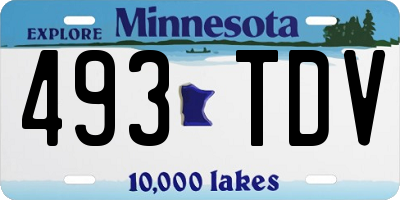 MN license plate 493TDV