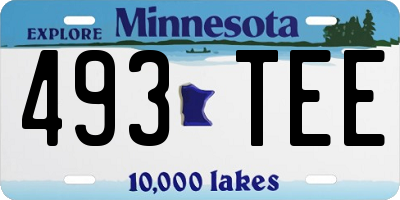 MN license plate 493TEE