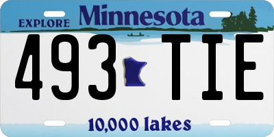 MN license plate 493TIE