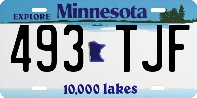 MN license plate 493TJF
