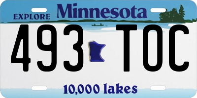 MN license plate 493TOC