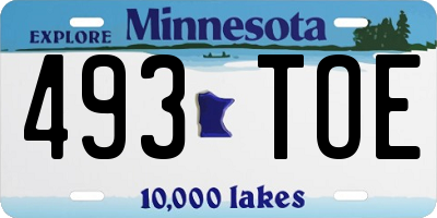 MN license plate 493TOE