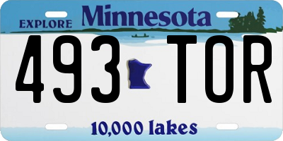 MN license plate 493TOR