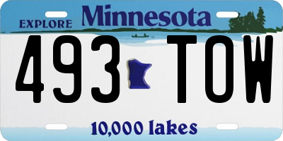 MN license plate 493TOW