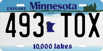 MN license plate 493TOX