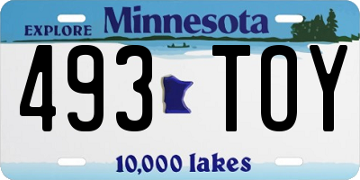 MN license plate 493TOY