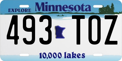 MN license plate 493TOZ