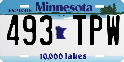 MN license plate 493TPW