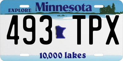 MN license plate 493TPX