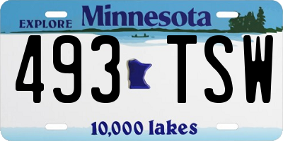 MN license plate 493TSW