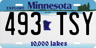 MN license plate 493TSY