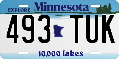 MN license plate 493TUK