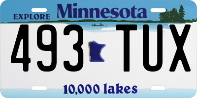 MN license plate 493TUX