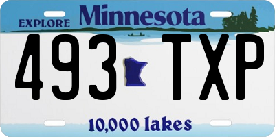 MN license plate 493TXP