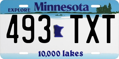 MN license plate 493TXT