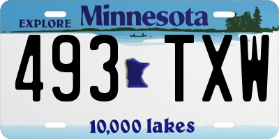 MN license plate 493TXW