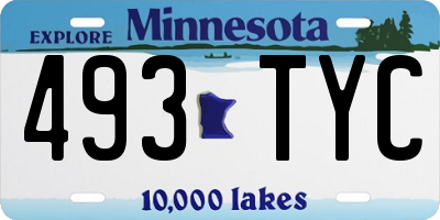 MN license plate 493TYC