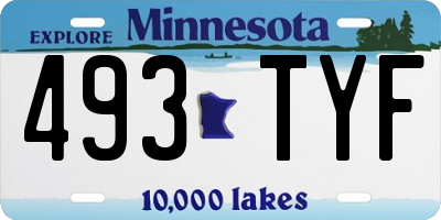 MN license plate 493TYF