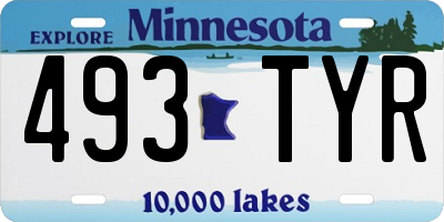 MN license plate 493TYR