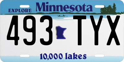 MN license plate 493TYX
