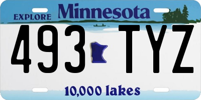 MN license plate 493TYZ
