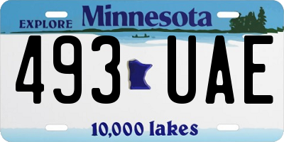 MN license plate 493UAE