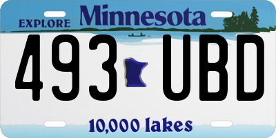 MN license plate 493UBD