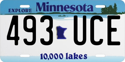 MN license plate 493UCE