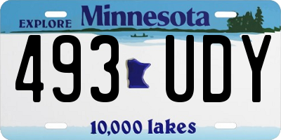 MN license plate 493UDY