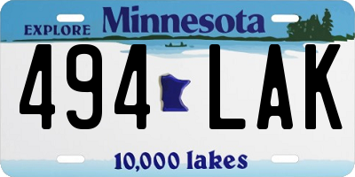 MN license plate 494LAK