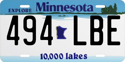 MN license plate 494LBE