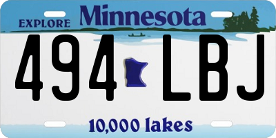 MN license plate 494LBJ