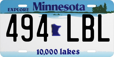 MN license plate 494LBL