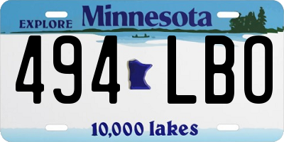 MN license plate 494LBO
