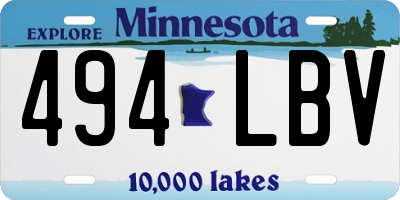 MN license plate 494LBV