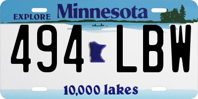 MN license plate 494LBW