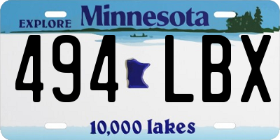 MN license plate 494LBX